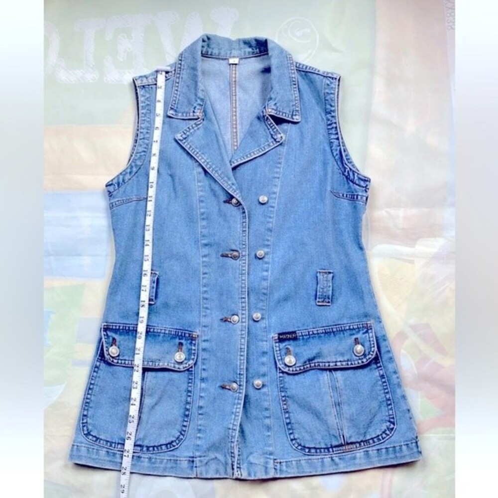 MAGNUM Blue Jeans Dept Jacket Women’s Vest Blue Size S Denim Button Front - Picture 8 of 13